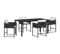 vidaXL Set da Pranzo da Giardino 5 Pezzi con Cuscini, Struttura in Metallo e Rattan, Copertura in Poliestere, per 4 Persone, Tavolo e Sedie per Arredo Esterno, Collezione Moderna, Bianco Panna