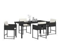 vidaXL Set da Pranzo da Giardino 5 Pezzi con Cuscini, Struttura in Metallo e Rattan, Copertura in Poliestere, per 4 Persone, Tavolo e Sedie per Arredo Esterno, Collezione Moderna, Bianco Panna