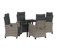 vidaXL Sdraio da Giardino reclinabile con Cuscini Grigi in Rattan PE. Ha Uno Schienale Regolabile ed è Un Set di mobili da Esterno per 2 Persone. Perfetta Come Sedia da Pranzo o Poltrona da Patio. O