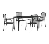 vidaXL Set da Pranzo da Giardino 5 Pezzi Nero Corda di Cotone e Acciaio