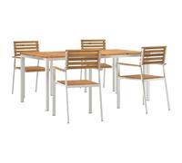 vidaXL Set da pranzo da giardino 5 pezzi in legno massello di acacia, tavolo da pranzo esterno 180 x 90 x 75 cm in legno massello di acacia, sedie da giardino impilabili 4 pezzi in legno