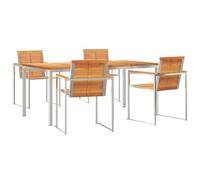 vidaXL Set da Pranzo da Giardino 5 Pezzi in Legno Massello di Acacia, Tavolo da Pranzo da Esterno 180x90x75 cm in Legno Massello di Acacia
