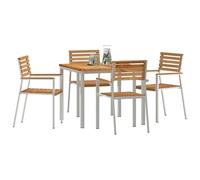 vidaXL Set da Pranzo da Giardino 5 Pezzi in Legno massello di Teak con Tavolo e 4 sedie. Perfetto per Il Tuo Patio, terrazza o Giardino. Design Contemporaneo e Misure 90 x 90cm, Ideale per rilassars
