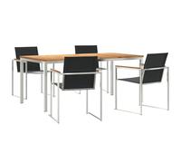 vidaXL Set da pranzo da giardino in 5 pezzi in legno di teak massiccio, tavolo da esterno 180 x 90 x 75 cm in legno di teak massiccio