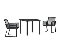 vidaXL 5-Teiliges Garten-Esszimmer-Set Schwarz Poly-Rattan mit pulverbeschichtetem Stahlrahmen. Bequeme, Moderne Stühle und Tisch für Terrasse, Balkon Oder Hinterhof - Leicht und langlebig.