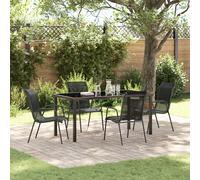 vidaXL Set da Pranzo da Giardino 5 Pezzi in Textilene Nero e Acciaio