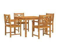 vidaXL Set da Pranzo da Giardino in Legno Massello di Acacia, 5 Pezzi: Tavolo Rettangolare e 4 Sedie. Mobili Moderni da Esterno con Finitura Sbiancata. Un Posto Comodo per Il Tuo Terrazzino in Estat