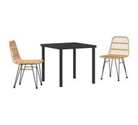 vidaXL Set di sedie da giardino 2 naturali e nere con effetto rattan, struttura in acciaio, comodi posti a sedere per la sala da pranzo all'aperto mobili da patio elegante resistente ai raggi UV