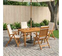 vidaXL Set da pranzo da giardino 5 pezzi Naturale