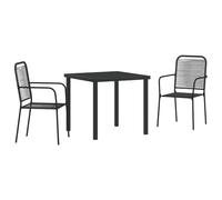 vidaXL Set da Pranzo da Giardino 5 Pezzi Nero Cordoncino di Cotone e Acciaio