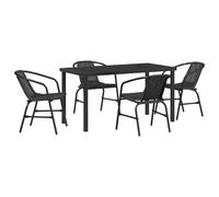 vidaXL Set da Pranzo da Giardino 5 Pezzi Nero in Rattan Sintetico. Sedie impilabili Super comode per l'esterno, perfette per Rilassarsi. Mobili da terrazza, Seduta per Patio, Lounge Moderna e Resist