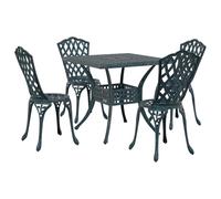vidaXL Set da Pranzo da Giardino 5 Pezzi Verde in Alluminio pressofuso