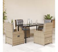 SET TAVOLO E SEDIE VIDAXL 5 pz con Cuscini Beige in Polyrattan - 3262877