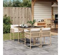 vidaXL Set da Pranzo da Giardino 5 pz con Cuscini Beige in Polyrattan