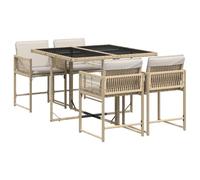 vidaXL Set da Pranzo da Giardino 5 pz con Cuscini Beige in Polyrattan