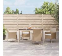 vidaXL Set da Pranzo da Giardino 5 pz con Cuscini Beige in Polyrattan