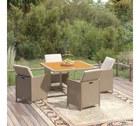vidaXL Set da Pranzo da Giardino 5 pz con Cuscini Beige in Polyrattan