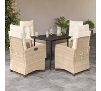 vidaXL Set da Pranzo da Giardino 5 pz con Cuscini Beige in Polyrattan