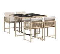 vidaXL Set da Pranzo da Giardino 5 pz con Cuscini Beige in Polyrattan