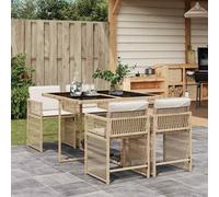 vidaXL Set da Pranzo da Giardino 5 pz con Cuscini Beige in Polyrattan