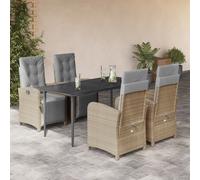 vidaXL Set da Pranzo da Giardino 5 pz con Cuscini Beige in Polyrattan