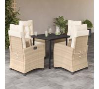 vidaXL Set da Pranzo da Giardino 5 pz con Cuscini Beige in Polyrattan