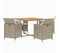 vidaXL Set da Pranzo da Giardino 5 pz con Cuscini Beige in Polyrattan