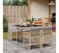 vidaXL Set da Pranzo da Giardino 5 pz con Cuscini Beige in Polyrattan