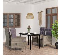 vidaXL Set da Pranzo da Giardino 5 pz con Cuscini Grigio e Nero
