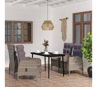 vidaXL Set da Pranzo da Giardino 5 pz con Cuscini Grigio e Nero
