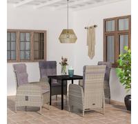 vidaXL Set da Pranzo da Giardino 5 pz con Cuscini Grigio e Nero