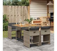 vidaXL Set da Pranzo da Giardino 5 pz con Cuscini in Polyrattan Grigio
