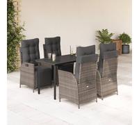 vidaXL Set da Pranzo da Giardino 5 pz con Cuscini in Polyrattan Grigio