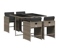 vidaXL Set da Pranzo da Giardino 5 pz con Cuscini in Polyrattan Grigio