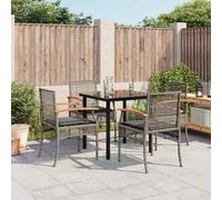 vidaXL Set da Pranzo da Giardino 5 pz con Cuscini in Polyrattan Grigio