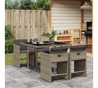 vidaXL Set da Pranzo da Giardino 5 pz con Cuscini in Polyrattan Grigio