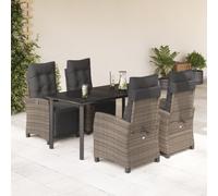 vidaXL Set da Pranzo da Giardino 5 pz con Cuscini in Polyrattan Grigio
