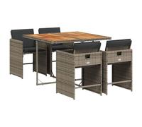 vidaXL Set da Pranzo da Giardino 5 pz con Cuscini in Polyrattan Grigio