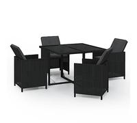 vidaXL Set da Pranzo da Giardino 5 pz con Cuscini in Polyrattan Nero