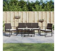 vidaXL Set da Pranzo da Giardino 5 pz con Cuscini in PP Rattan Marrone