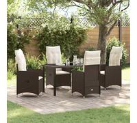vidaXL Set da pranzo da giardino 5 pz con cuscini marrone in poly rattan