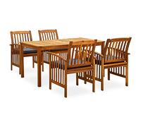 vidaXL Set da Pranzo da Giardino 5 pz con Cuscini Massello di Acacia