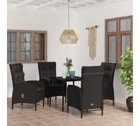 vidaXL Set da Pranzo da Giardino 5 pz con Cuscini Nero