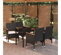 Set da Pranzo da Giardino 5 pz con Cuscini Nero
