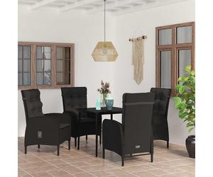 vidaXL Set da Pranzo da Giardino 5 pz con Cuscini Nero
