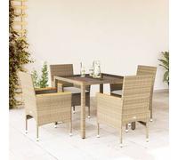Set da Pranzo da Giardino 5 pz con Cuscini Polyrattan e Vetro