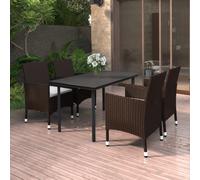 vidaXL Set da Pranzo da Giardino 5 pz con Cuscini Polyrattan e Vetro