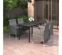 vidaXL Set da Pranzo da Giardino 5 pz con Cuscini Polyrattan e Vetro