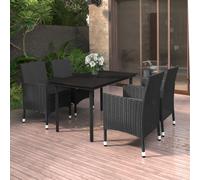 vidaXL Set da Pranzo da Giardino 5 pz con Cuscini Polyrattan e Vetro