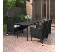 vidaXL Set da Pranzo da Giardino 5 pz con Cuscini Polyrattan e Vetro